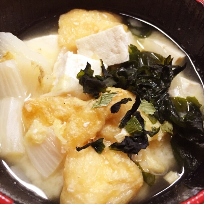 豆腐&油揚げ&白菜の味噌汁